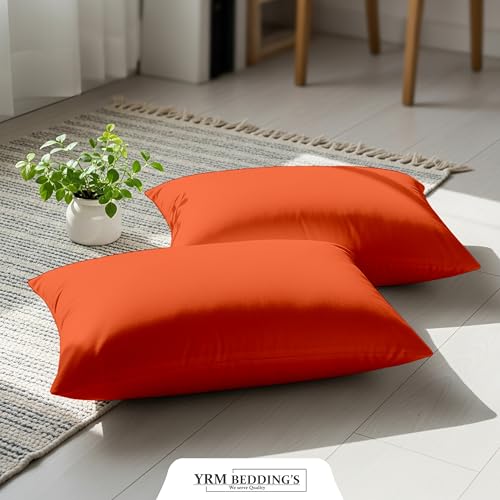 Image of YRM Bedding's - Egyptian Cotton 600TC Pillow Cover | Premium Pillowcases | Luxury Bedding-Export Collection | High Thread Count Durable & Breathable Covers - Orange | [18''x28''] Inches