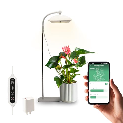 SunnyBot Smart Plant Light, LED Grow Light for Indoor Plants, Full Spectrum, Smart Timer, Dimming...