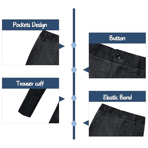 Mens Tuxedo 3 Pieces Slim Fit Suit Blazer Jacquard Shawl Lapel Vest Pants Wedding Party Prom Banquet Performance3