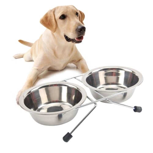 Toddmomy Dog Bowl Set Elevated Double Dog Feeding Station Large Pet Bowl with Stainless Steel Frame -Slip Feet
