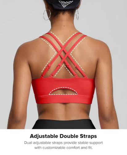 BRXL Red Sports Bra for Women with Sewn in Pads Adjustable Strappy Back - image 3
