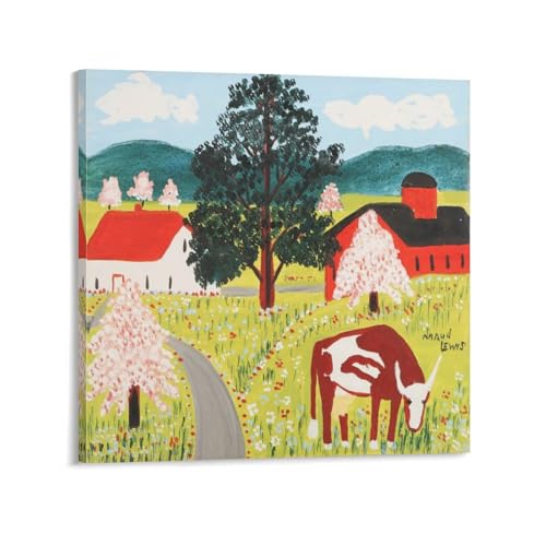 Tableau Cow Grazing Maud Lewis impression toile salon esprit vintage