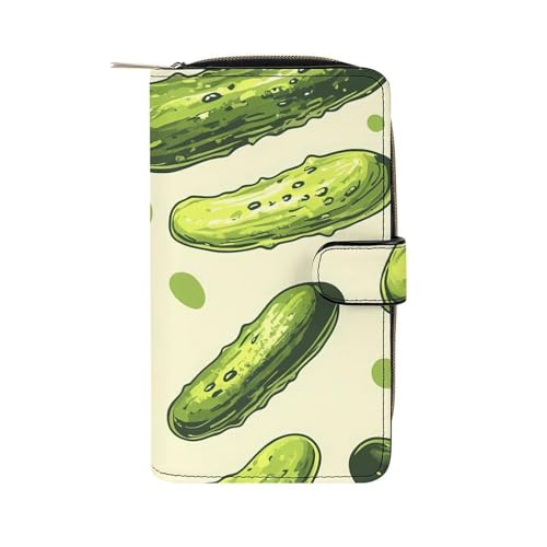 Green Pickles Cucumbers Long Wallet for Women Men Purses Coin Pouch Credit Card Holder Organizer
