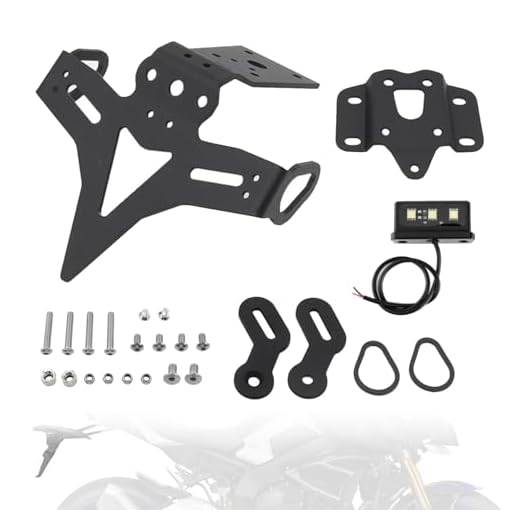 Soporte para Matrícula De Motocicleta para Yamaha MT-07 2018-2023/MT-07 2014-en adelante/FZ-07 2018-2023/FZ-07 2014-en Ajustable Portamatrículas Moto Soporte Placa de Matrícula con LED Luz