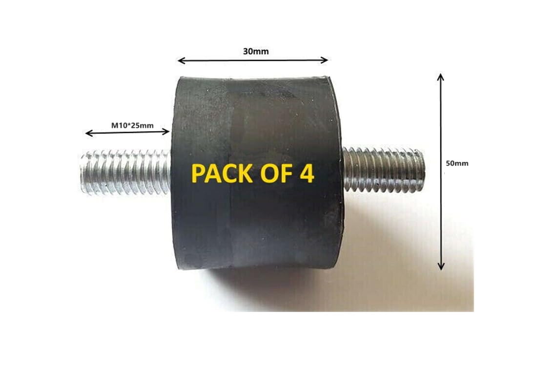 4 Pcs M10 Rubber Studs Shock Absorber Anti-Vibration Isolator Mounts, 50x30mm Rubber Vibration Isolation Threaded Studs, for Air Compressors, Pump, Garage Motor, Diesel Engines