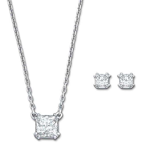 Preisvergleich Produktbild Swarovski Damen-Schmuckset Halskette + Ohrringe Attract Edelstahl Glas weiß - 5033022