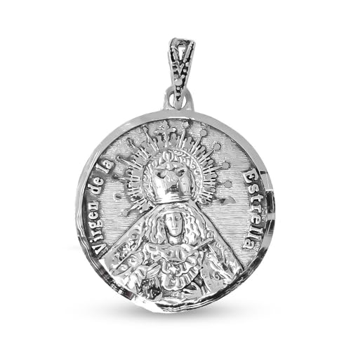 Inmaculada Romero IR Virgen de la Estrella de Málaga Medalla Plata Ley 925m maciza 22mm. detalles tallados relieve