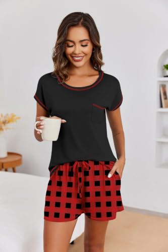 Image of Ekouaer Womens Pajama Sets 2 Piece Pjs Short Sleeve Top and Shorts