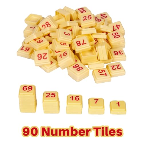 Image of BKDT Marketing Housie Game Set with 48 Reusable Cards & 90 Number Tiles, Board Game for Kids (No Pin, Pencil or Pen Required) - Tambola Game Set Family Game, Birthday /Return Gift, Pack of 1