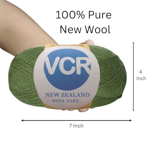 Image of VCR Olive Green Chunky Wool Yarn,100 Grams, Hank, 196 Meters, 100% New Zealand Wool Knitting Yarn, Soft Crosia Thread Suitable for Baby Blankets & Booties Pack of 1
