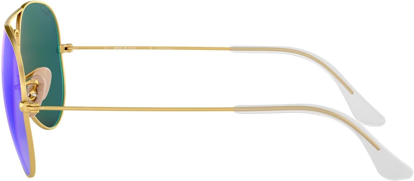 Ray-Ban Unisex RB3025 Classic Polarized Aviator Sunglasses, Matte Gold/Polarized Blue Mirror, 58 mm - Image 4