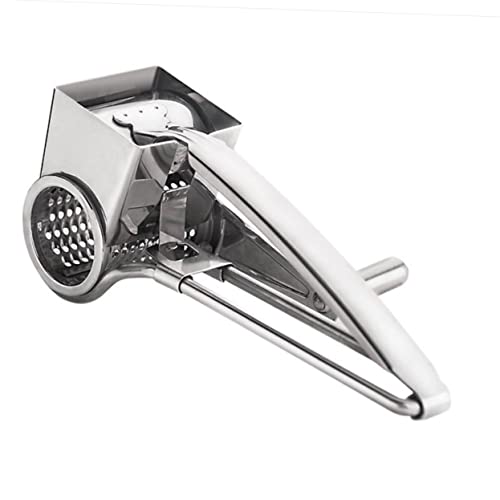 Cabilock Stainless Steel Rotary Cheese Grater Easy Clean Cheese Shredder Nuts Fruits Vegetables Lightweight Dishwasher Safe Grater Silver