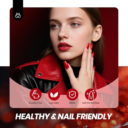 Image of Beetles Red Jelly Gel Nail Polish Set - Luminous Ruby Jelly Gel Polish, 6 Colors Burgundy Gel Nail Kit Sheer Red Neutral Translucent Effect Soak off UV DIY Salon Manicure Gift for Women
