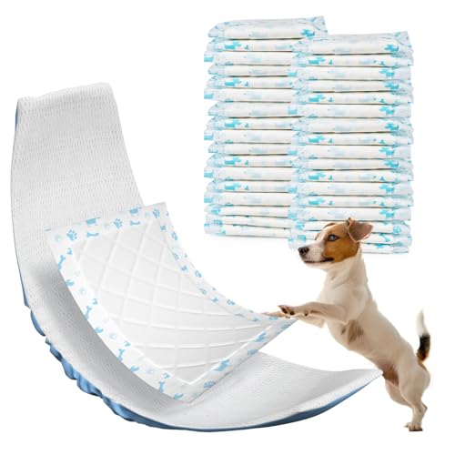 Pet Soft Dog Diaper Liners - 100 Count Disposable Dog Nappy Liners, Booster Pads for Male Female Dogs, Super Absorbent Inserts Pads for Dog Nappies (Blue Bone, S-100)