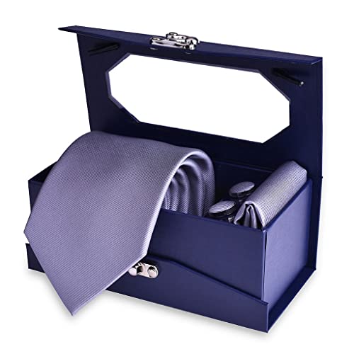 Set de corbata, pañuelo y gemelos para hombre