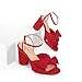 MUCCCUTE Women's Bow Knot Heeled Sandals Ankle Buckle Strap Chunky Open-toe Heels Comfortable Wedding Party Bride Fashion Heel