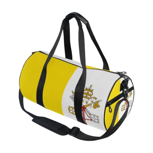 Bolsa de lona para viajes y deportes con bandera de la Ciudad del Vaticano, modelo unisex