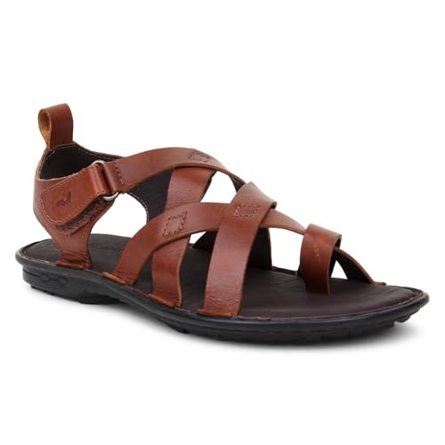 Image of MARDI GRAS Leather Sandals for Men | Casual Sandals with PU Sole & Foam Insole | Adjustable Straps, Breathable Leather Lining