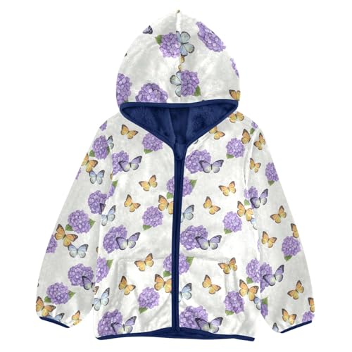 CHIFIGNO Butterflies Pastel Toddler Zip up Hoodie Fleece Outerwear Jackets for Fall Winter 3T