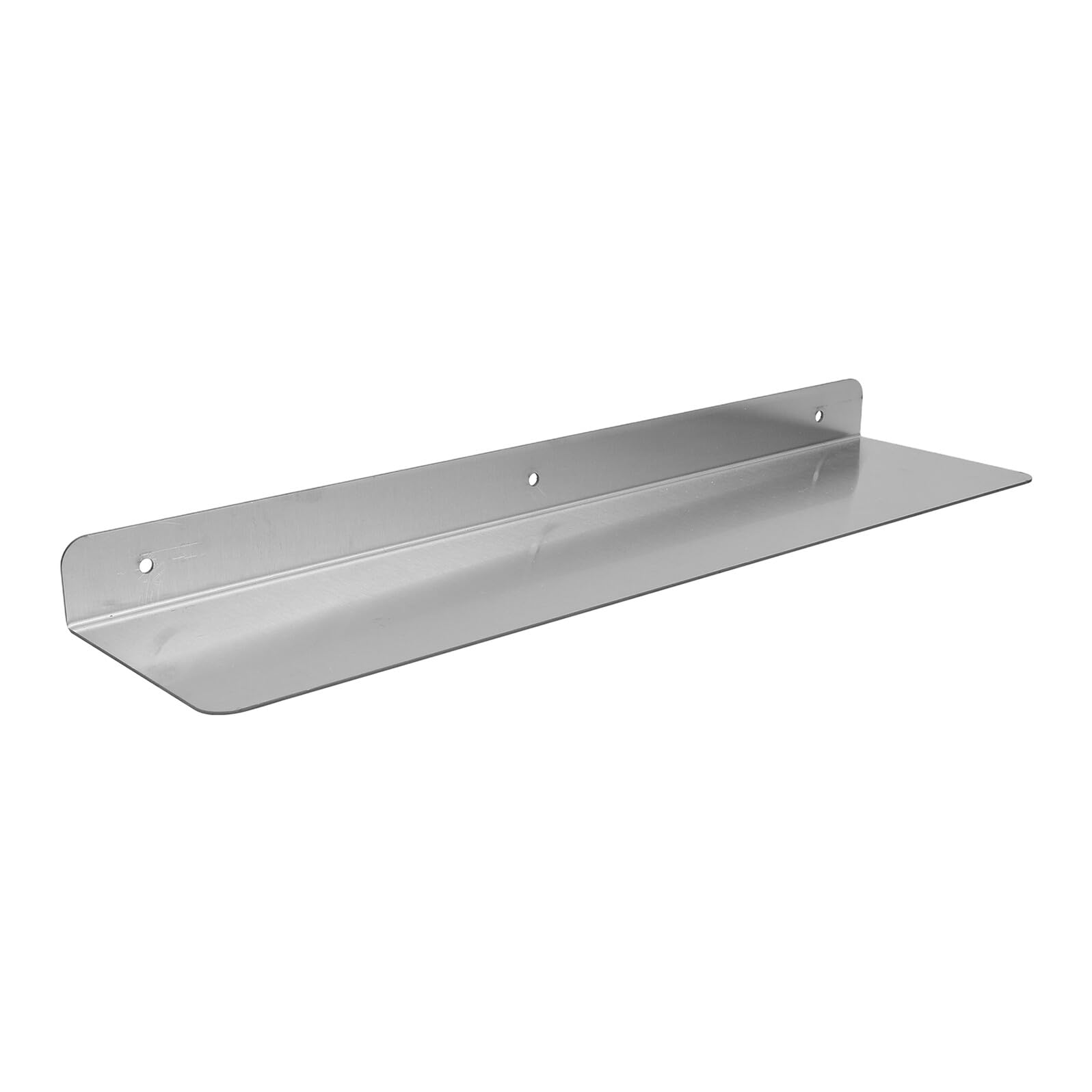 Étagère murale flottante en acier inoxydable argenté au design épuré et robuste