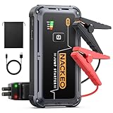 5000A Booster Batterie Voiture, 12V Démarreur Batterie Voiture pour Moteurs Essence Jusqu’à 9L et Diesel Jusqu’à 8,5L, avec Câbles de Démarrage et Lampe LED 500 Lumens, pour SUV, Moto et Tondeuse