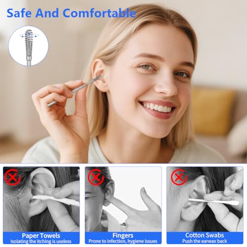 BUTBU Ohrenreiniger, 11 Stück Ohrenschmalz Entferner, Ear Cleaner Mit Vorratsbehälter, Edelstahl Tragbar Ohren Reinigung Set, Ohrreiniger für Erwachsene Jugendliche und Kinder, Ear Wax Removal(Silber)