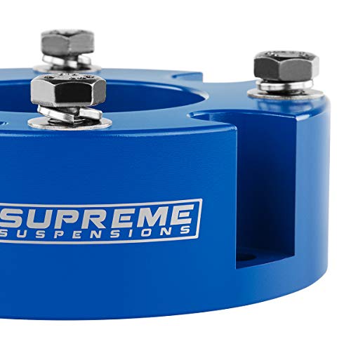 Supreme Suspensions - 3" Front Leveling Kit For 2007-2021 Toyota Tundra And 2008-2022 Toyota Sequoia - T6-Billet Aluminum Strut Spacers (Blue) - Microfiber Cleaning Towel Included With Purchase #TOP4