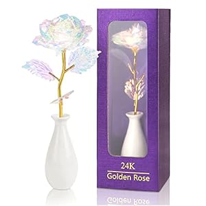 Valentines Day Gifts for Her, Girlfriend, Rose Gifts for Women, Wife, Rainbow Artificial Rose Flower Gifts for Mom with…