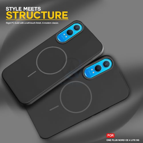 Image of AESTMO Shockproof Back Case Cover for OnePlus Nord CE 4 Lite 5G | Slim Hard Shell | Hard Back Cover for OnePlus Nord CE 4 Lite 5G (Compatible with MagSafe Accessories, Black)