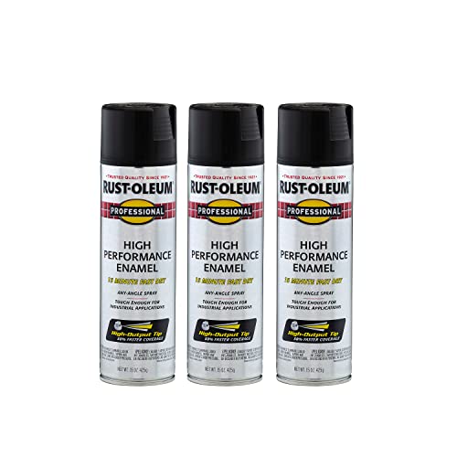 Image of Rust-Oleum 7578838-3PK Professional High Performance Enamel Spray Paint, 15 oz, Flat Black, 3 Pack