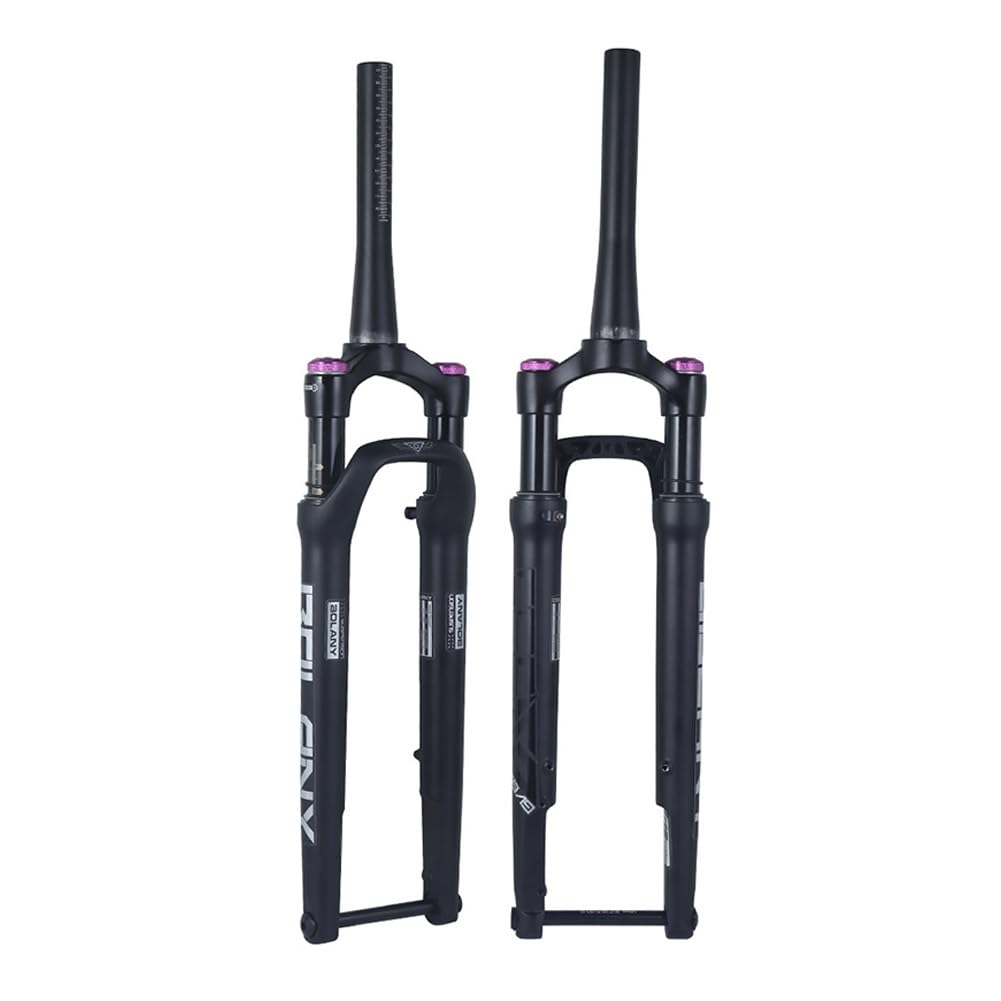 700C Rennrad-Federgabel, 60 mm Federweg, XC-Offroad-Luftgabel, 1-1/2" konische Scheibenbremsaufnahme, manuelle Gabelverriegelung, 100 * 12 mm Steckachse (Schwarz-Weiß)