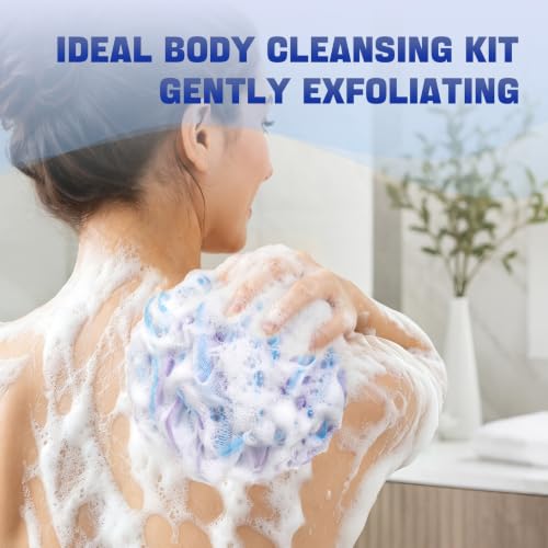AmazerBath Loofah Sponge 75g Piece Exfoliating Bath Body Scrubber Loofa Set of 4 Flower - image 3