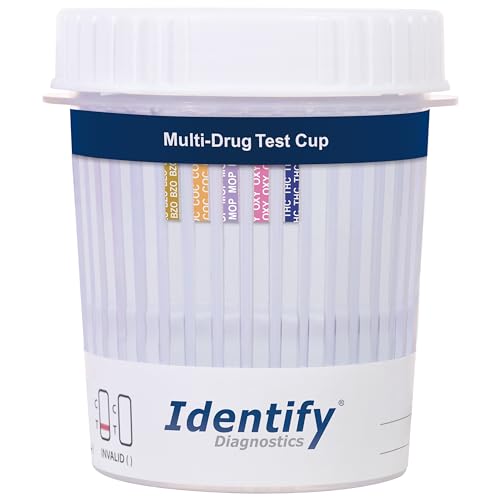 Identify Diagnostics Drug Test Cups | 25 Pack | 5 Panel CLIA Waived Instant Urine Marijuana Drug Test Kit for BZO,COC,MOP|OPI,OXY,THC