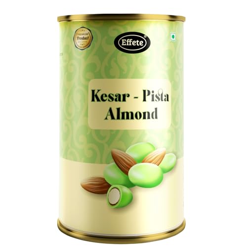 Image of Effete Choco Coated Kesar pista Chocolate Almond Can - 96gm, Chocolaty Dryfruits, Chocolicious Almonds, Dryfruits chocolates packet, chocolates gift pack, chocolate box, chocolates gift hemper