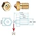 E3D Nozzles, ExcelFu M6 0.4mm Brass Nozzle Extruder Print Head for 1.75mm Filament E3D V5-V6 3D Printer, Pack of 20