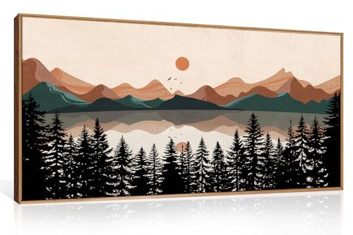 Toile murale encadrée montagne KAIRNE décoration bohème pour salon