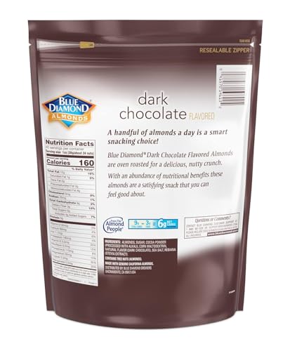 Image of Blue Diamond Almonds, Oven Roasted Dark Chocolate Flavored Snack Nuts Perfect for Snacking, On-the-go, Lunches and More, 40 oz.