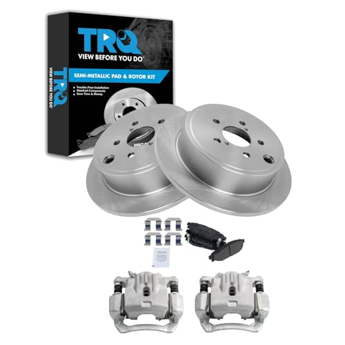Image of TRQ Rear Brake Pad and Rotor Set Semi Metallic Rotors Calipers | For 2010-2014 Subaru Legacy 2010-2014 Outback