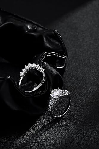Moissanite Wedding Rings Bridal Set 4.63cttw(3CT Center Stone) D Color VVS1 Clarity Round Brilliant Cut Moissanite S925 Sterling Silver Engagement Rings for Women with Certificate3
