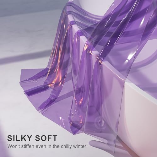 Image of AmazerBath Purple Shower Curtain Liner Luxury, EVA Soft Clear Heavy Duty Shower Curtain and Liner 2-in-1, 72x72 Plastic Weighted Bathroom Liner, 12 Rustproof Grommets & 3 Heavyweight Stones