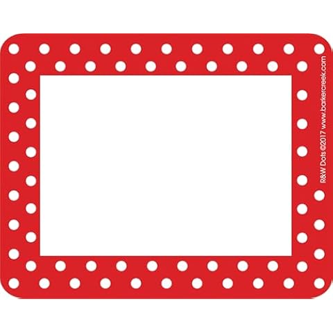 Barker Creek Name Badges & Self-Adhesive Labels, Red & White Dots, Multi-Purpose Name Tags, Gift Tags, Labels, and More! 3.5" x 2.75", 45 per Pkg, Home, School and Office Supplies (1502) Cover