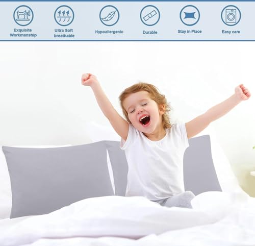 Image of Comfort Beddings Pack of 2 Toddler Pillowcases 13x18 Premium 100% Cotton Blend Silver Toddler Pillow Case Envelope Closure, Super Soft Nursery Pillow Covers - Perfect for Kids (Size-13x18, Silver)