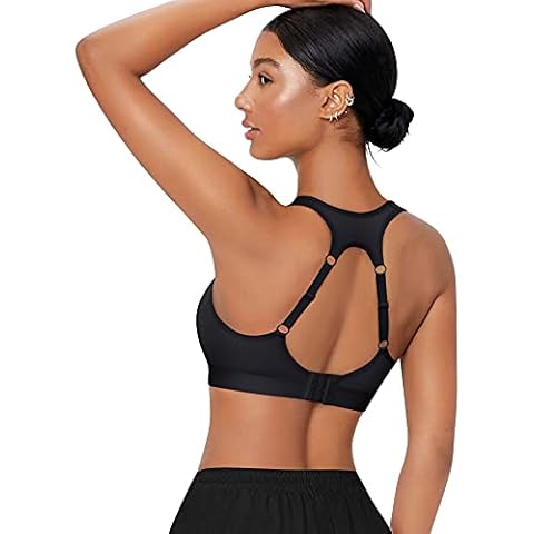 CYDREAM Women High Impact Sports Bra Racerback Running Bras Wireless Adjustable Straps Hook Quick Dry Max Support, Black, 3X-Large Cover