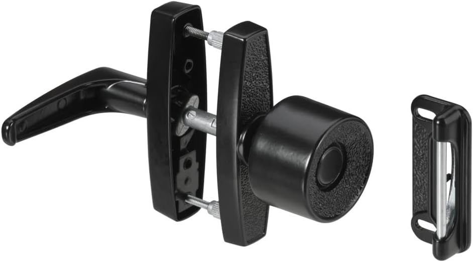 National Hardware N212-993 Screen & Storm Door Knob Latch, Black, Fits 5/8 in.–1-3/8 in. Thick Screen or Storm Doors, 1-1/2 in., 1-3/4 in. or 3 in. Hole Spacing
