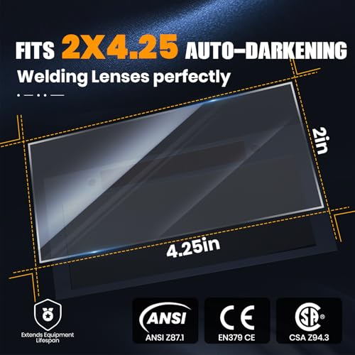 Image of 100 Pack 2x4.25 Clear Welding Lenses | ANSI Z87.1 Polycarbonate Replacement Lens for Welding Hood | Scratch Resistant Outer Lens to Protect Auto-Darkening Lens