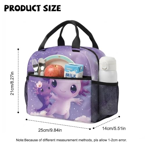 Bolsa de almuerzo de ajolote morado infantil para el picnic del colegio 7