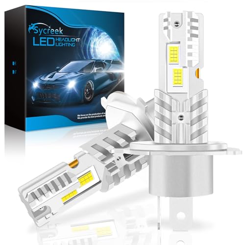 Sycreek Lampadine H4 LED,30000LM 6500K Bianco Freddo 12V Led H4 Lampade Faro per Auto e Moto 600% Luminosità 1:1 Mini Plug-n-Play