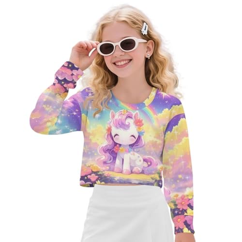 Girls Kids Sweatshirts Hoodies Crew Neck Pullover Long Sleeves Top Casual Fall Soft Shirt Outfits for 5-14 Teens
