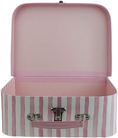 Emartbuy Set of 3 Rigid Luxury Presentation Suitcase Storage Gift Box, Pink Floral Print with Pink Lid, Pink Interior with Metal Handle and Clasp