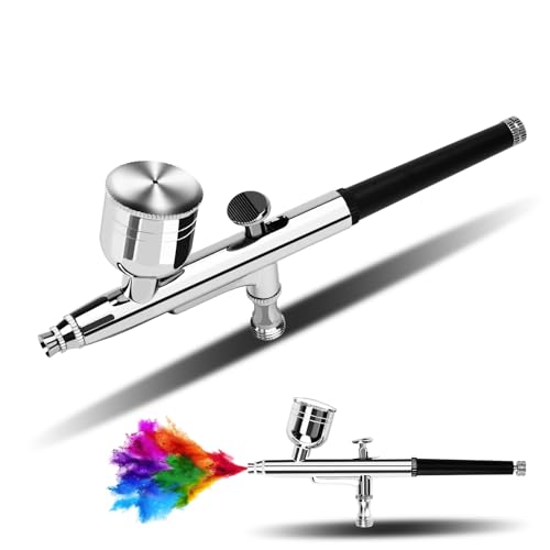 Gocheer Airbrush Kit AG130 - with 3 Nozzle Sets (0.2/0.3/0.5mm Needles 40/20/7ml Fluid Cup Capacity 2 Hose Connectors) for Cake Decorating Tattooing and Model Art